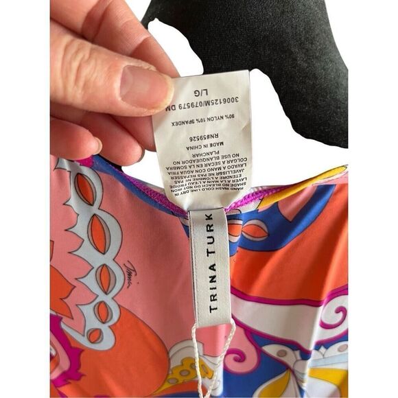 NWT $152 Trina Turk Sevilla Floral Swim Jersey Swimsuit Cover Up Tunic Dress L - Picture 14 of 16